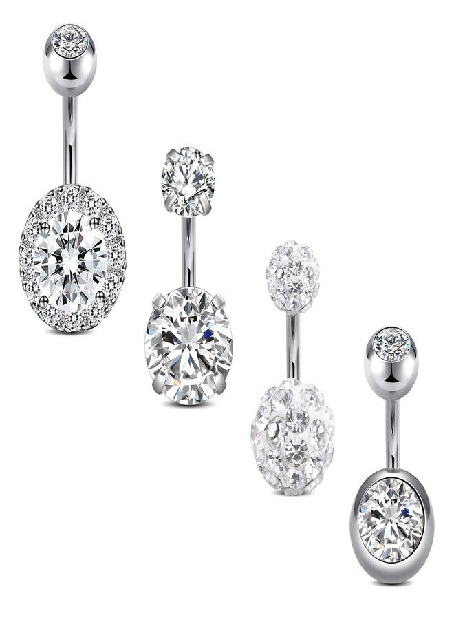 JFORYOU 1/4 Inch Short Belly Button Rings 14G 6mm Stainless Steel Short Belly Barbell Piercing Navel Button Rings 4 PCS for Women Men - Image 1